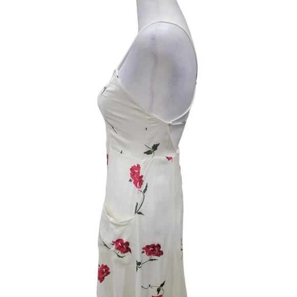 Princess Polly Women's Floral Print‎ Button Down Midi Dress Size 4 White Red - Picture 7 of 16